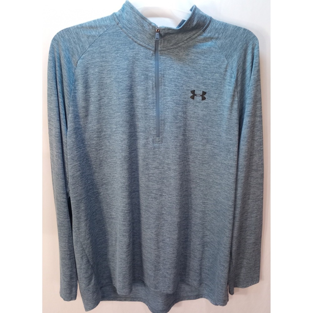 Men's Under Armour Loose 1/2 Zip Long Sleeve Shirt, XXL, Heat Gear, Blue